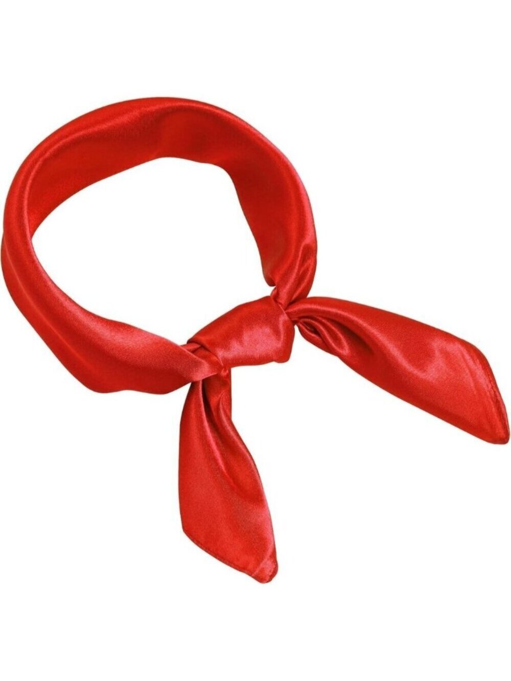 Women Red Chiffon Square Ribbon Neck Scarf Satin Handkerchief For Halloween